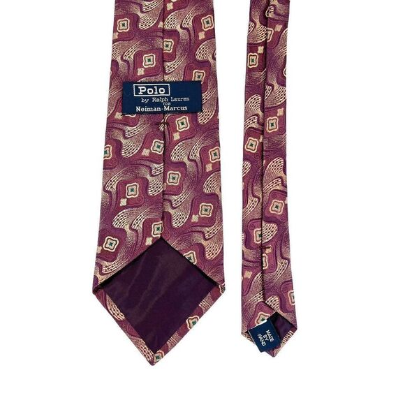 Polo Ralph Lauren For  Neiman Marcus Men's Silk Neck Tie Purple Abstract USA - Picture 3 of 8